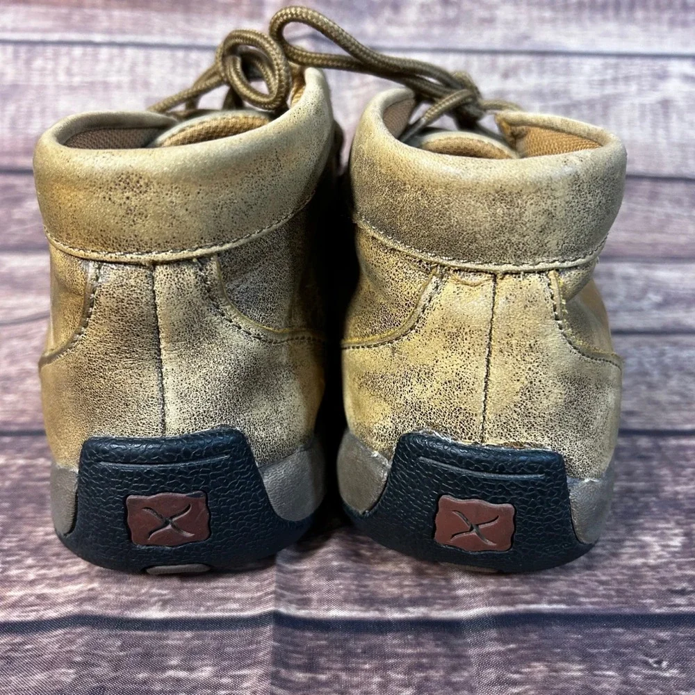 Twisted X Mens Driving Moc Chukka Boots Distressed Brown Leather WDM0001 8.5M